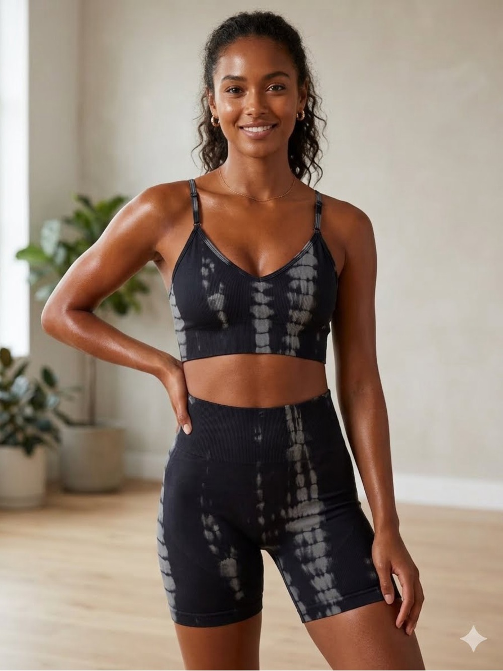 Green/Black Tie-dye workout set NWOT